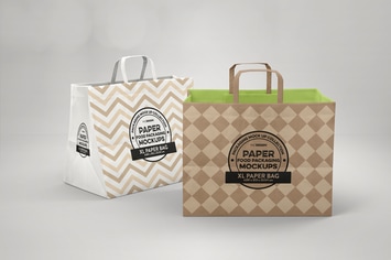 XL Paper Bags with Flat Handles Mockup