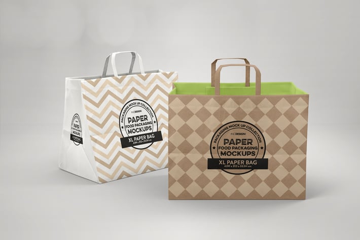 XL Paper Bags with Flat Handles Mockup