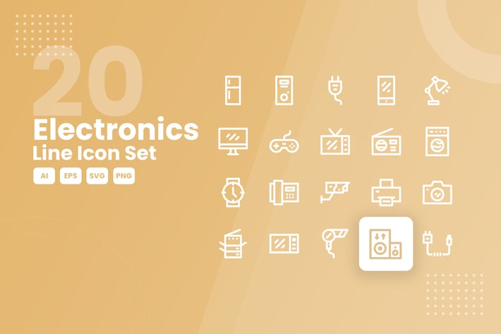 20 Electronics Line Icon Set