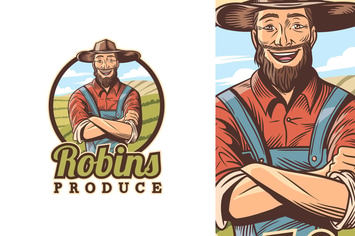 Old Farmer Character Mascot Logo