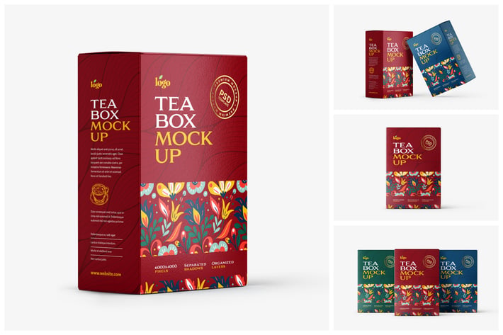 Tea Box Packaging Mockup Set