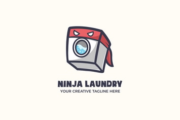 Laundry Cleaning Mascot Character Logo Template