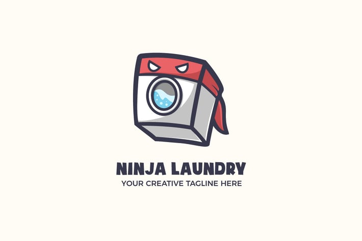 Laundry Cleaning Mascot Character Logo Template