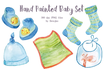 Watercolor, Blue Baby Set