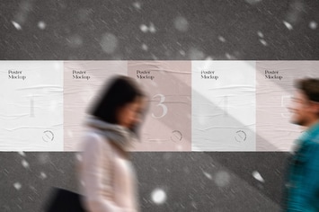 Street Wall Glued Posters Mockup