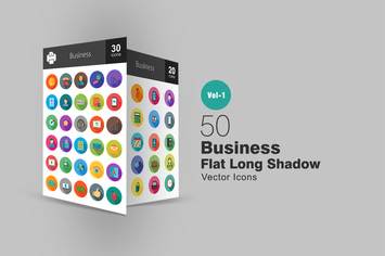50 Business Flat Long Shadow Icons