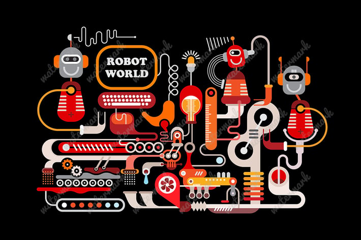 Robotic Manufacturing Vector Illustration