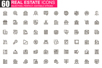 Real Estate Thin Line Icons Pack