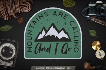 Mountain Calling Logo, Retro Camping Badge T-Shirt