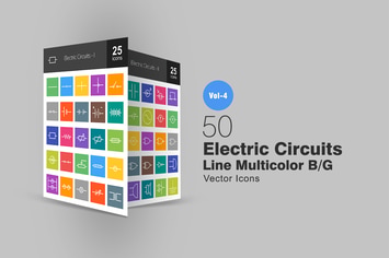 50 Electric Circuits Line Multicolor Icons