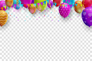 Birthday template with colorful balloons 
