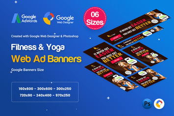 Yoga & Fitness Banners Ad D35 - GWD & PSD