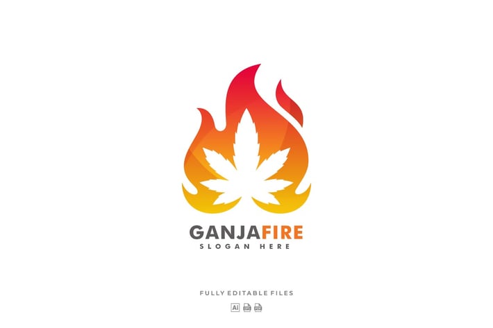 Ganja Fire Colorful Logo