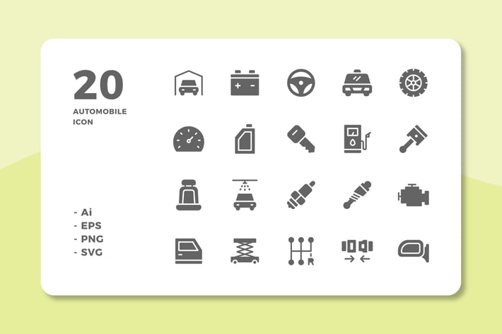 20 Automobile Icons (Solid)