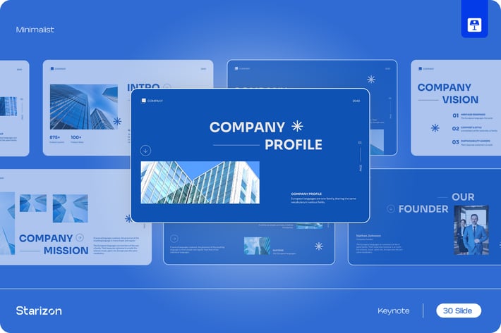 Blue White Modern Minimalist Company Profile • 003