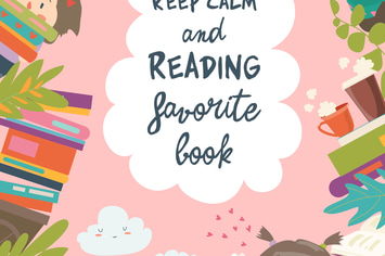 Cute frame composed of children reading books. 