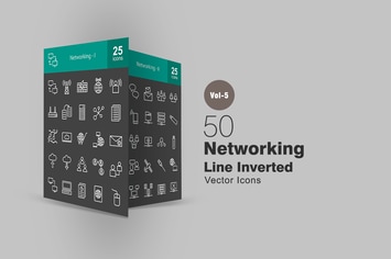 50 Networking Line Inverted Icons