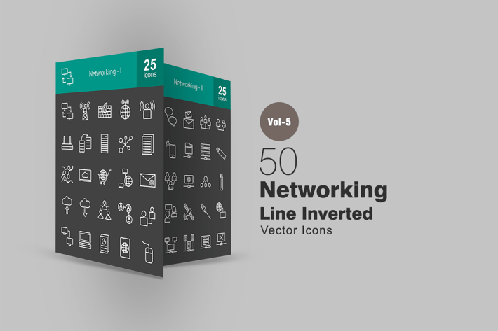 50 Networking Line Inverted Icons