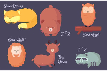 Sleeping Animals Illustration