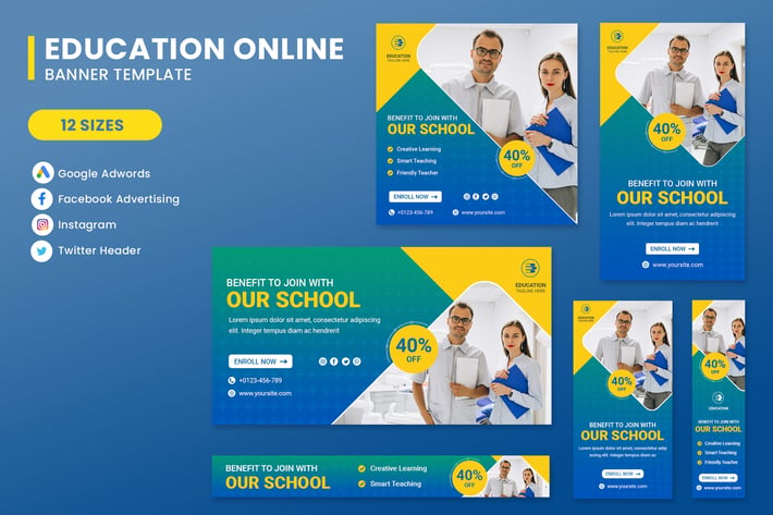 Education School Banner Set Template