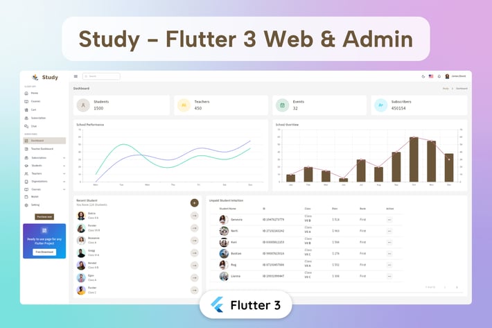 Flutter Study Admin & Client Template
