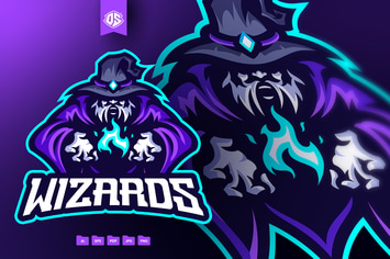 Wizard Esport Mascot Logo Template