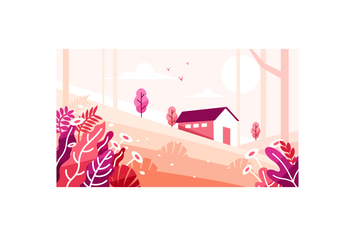 Beautiful scenery with a house in the forest