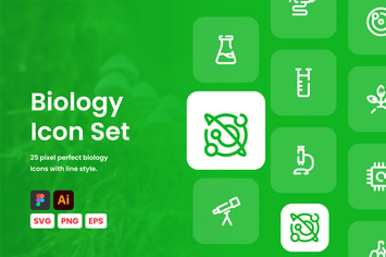Biology Line Icon Set