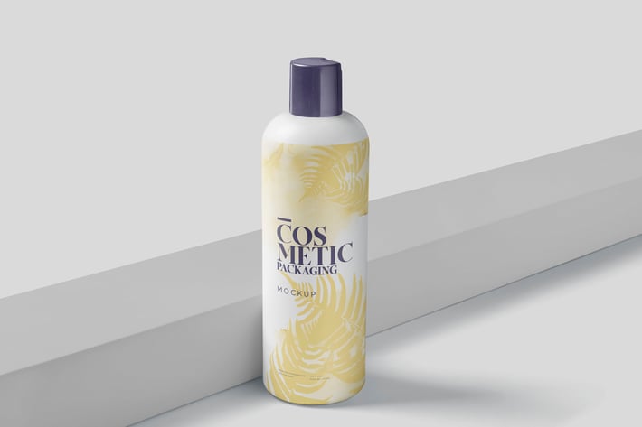 Long Round Cylindrical Plastic Bottle Mockups