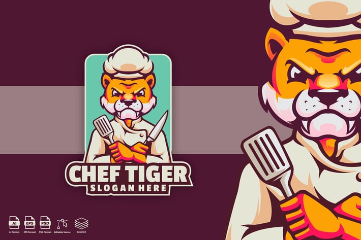 chef tiger logo template