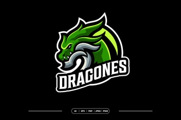 Green Dragon Mascot Logo Template