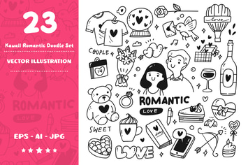 Kawaii Romantic Doodle Set