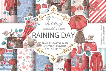 Raining Day digital paper pack