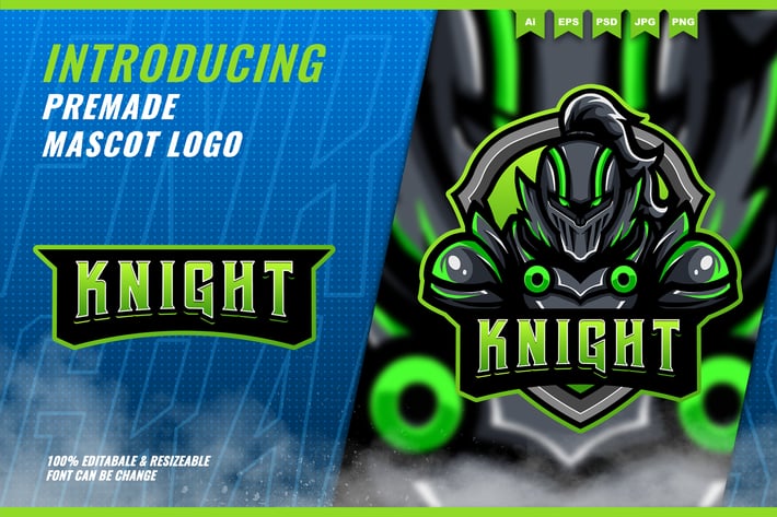Green Knight - Mascot Esport Logo Template