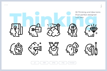 30 Thinking and Idea Icons