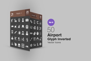 50 Airport Glyph Inverted Icons