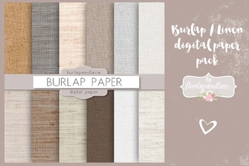 Burlap/linen digital paper pack