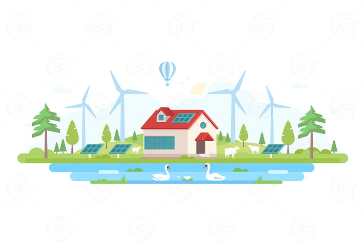 Eco-friendly farm - flat design style illustration