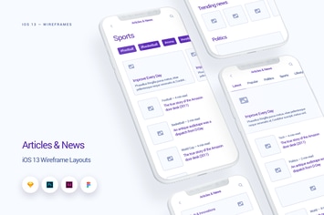 News & Articles - iOS 13 Wireframe Kit