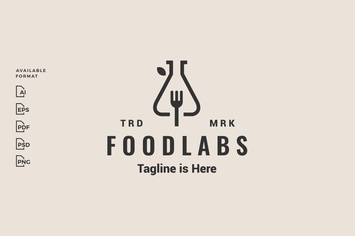 Food Lab Fork Hipster Logo