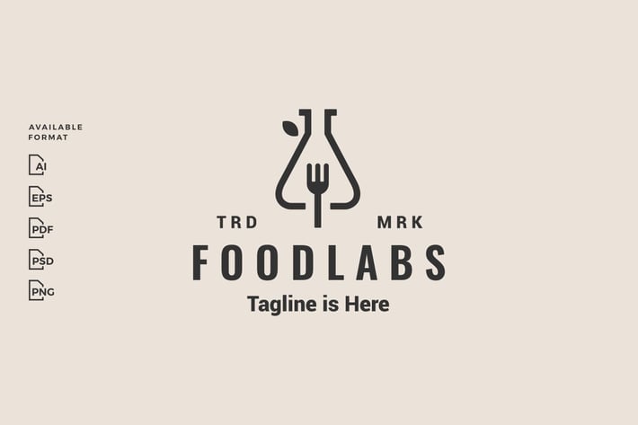 Food Lab Fork Hipster Logo
