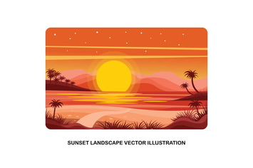 Sunset Landscape Vector Illustration