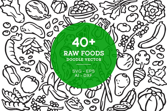 Raw Food Doodle Art Illustration