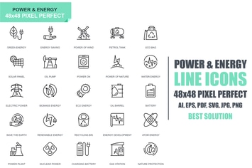 Simple Set Power Industry and Energy Line Icons