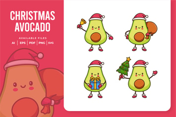 Christmas Avocado Character