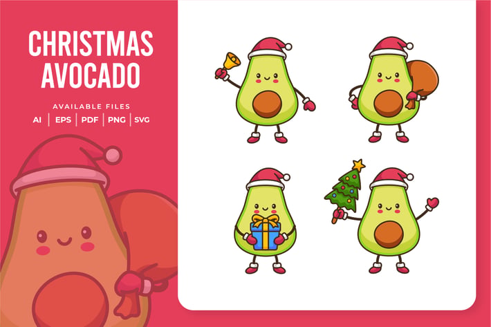 Christmas Avocado Character