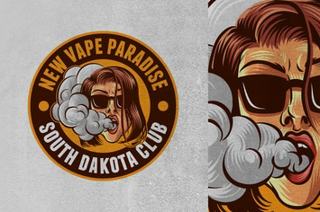 Vaping Girl Emblem Logo
