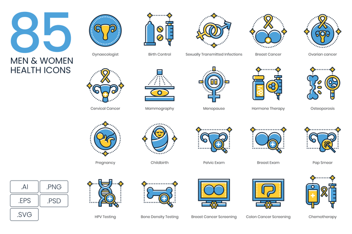 85 Men & Women Health Icons
