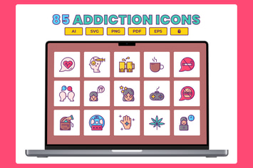 85 Addiction Line Icons