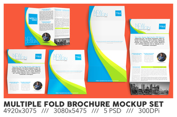 Multiple Fold Brochure Flyer Mockup Set